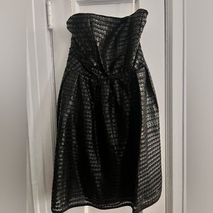 Shoshanna Strapless Cocktail Dress with Leather detailing